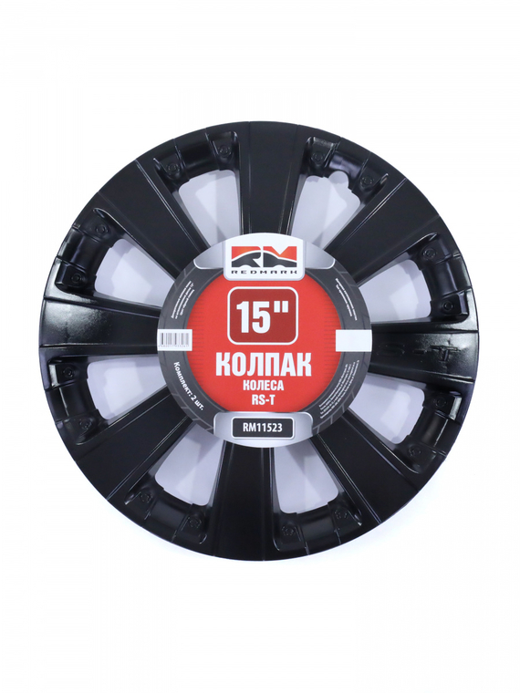 Колпак колеса R15 RS-Tчерный глянец (пруж) кт 4 шт. (2+2) REDMARK
