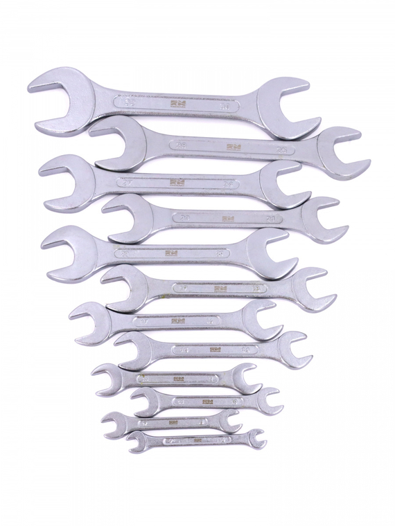 Набор ключей рожковых 12шт. (кт.)(6X7, 8X9,10X11, 12X13, 14X15, 16X17, 18X19, 20X22, 21X23, 24X27, 2