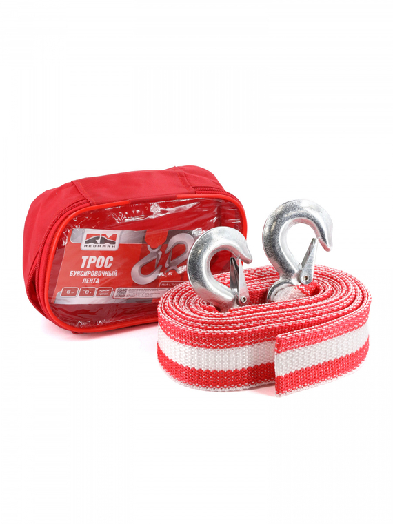 Трос буксировочный лента (5 м 8 т.) крюк/крюк 