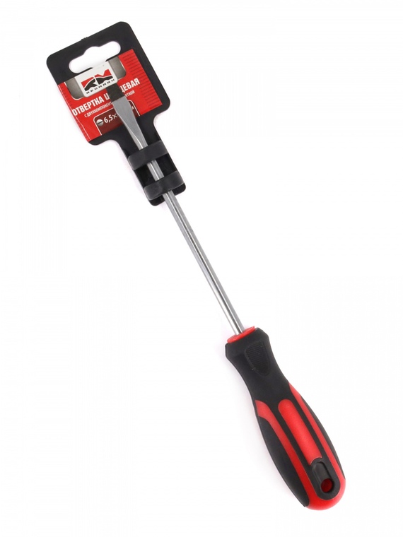 Отвертка шлицевая 6,5х150 мм c двухкомпонентной рукояткой 