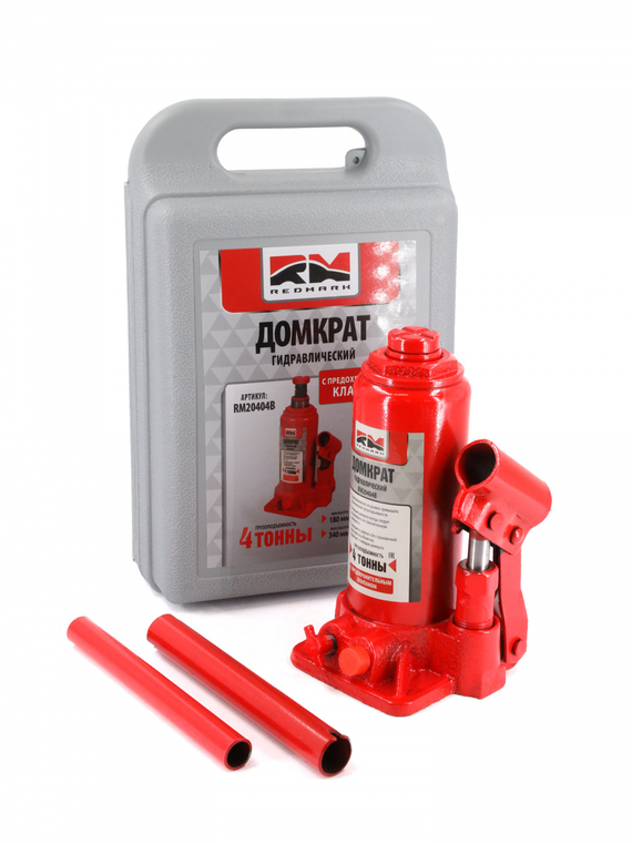 Домкрат гидравлический 4т.с перепускным клапаном (высота мин/макс 180/340мм) (в кейсе) 