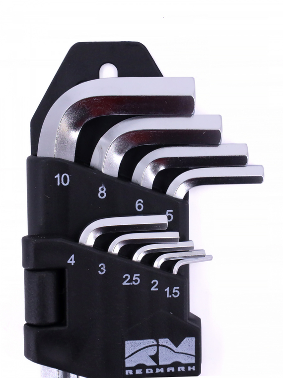 Набор ключей шестигранных 9 шт. короткий (1.5, 2, 2.5, 3, 4, 5, 6, 8, 10 мм) (кт.)