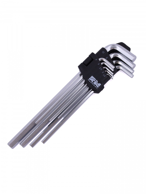 Набор ключей шестигранных 9 шт. удлиненый  (1.5, 2, 2.5, 3, 4, 5, 6, 8, 10 мм) (кт.)