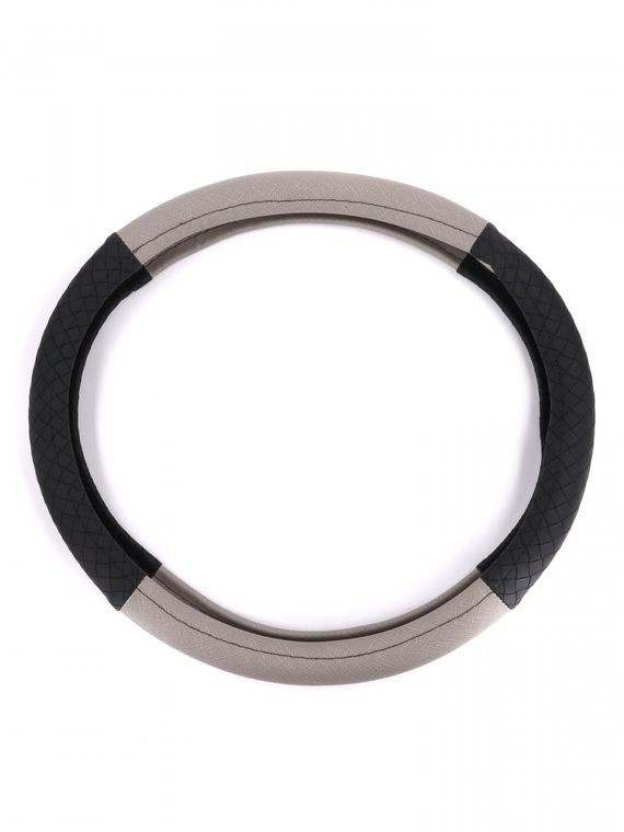 Оплетка руля RedMark комб. экокожа, М размер, косичка.черн./серый