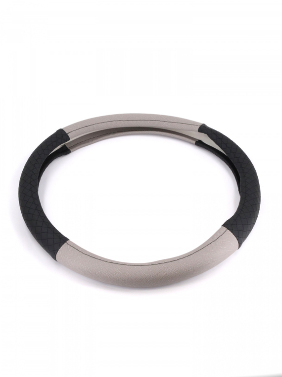 Оплетка руля RedMark комб. экокожа, М размер, косичка.черн./серый