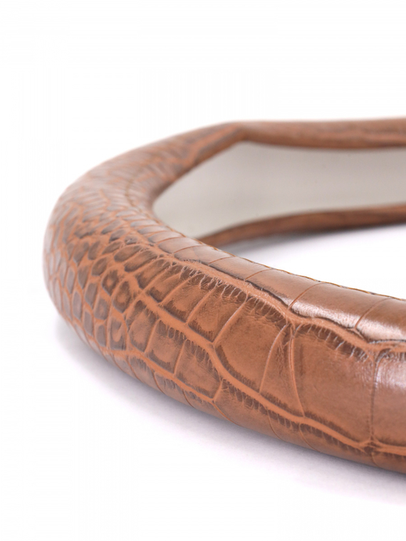 Оплетка руля RedMark экокожа, М размер, серия рептилия коричневый