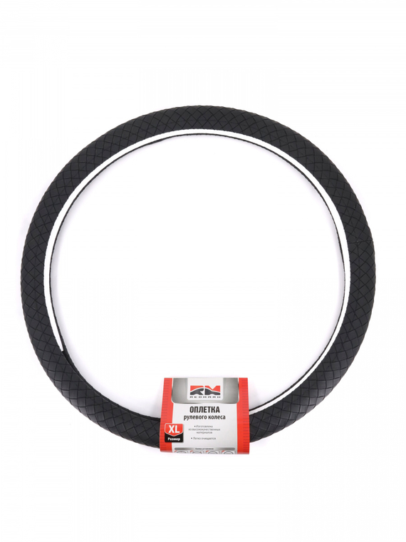 Оплетка руля RedMark экокожа, XL размер, косичка, черный