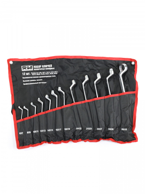 Набор ключей накидных 12 шт.(6х7 - 30х32 мм) (холодный штамп) CR-V 