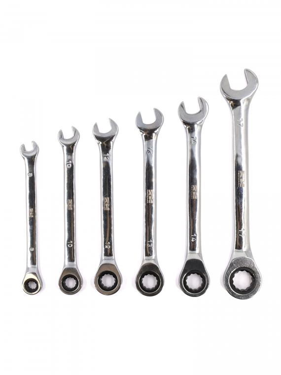 Набор ключей комбинированных трещоточных 6 шт холдер (8,10,12,13,14,17) Redmark