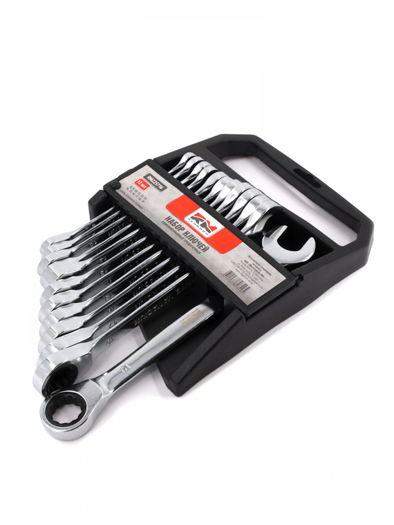 Набор ключей комбинированных трещоточных 12 шт (8,9,10,11,12,13,14, 15,16,17,18,19 ) холдер  Redmark