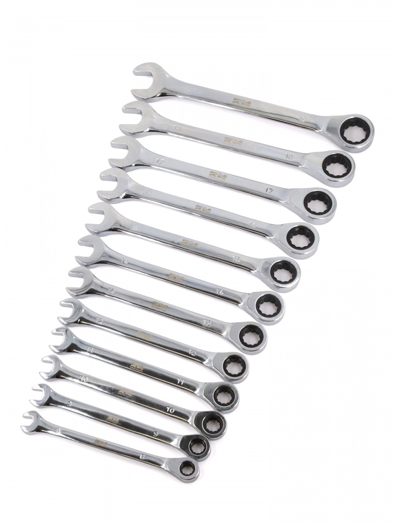 Набор ключей комбинированных трещоточных 12 шт (8,9,10,11,12,13,14, 15,16,17,18,19 ) холдер  Redmark