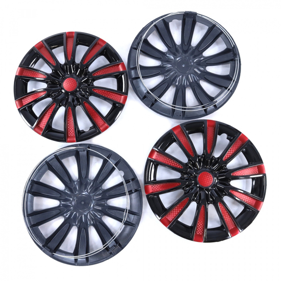 Колпак колеса R14 Торнадо микс красный (пруж) кт 4 шт.(2+2) в коробке REDMARK