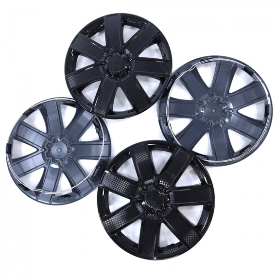 Колпак колеса R15 Галакси черный глянец (пруж) кт 4 шт.(2+2) в коробке REDMARK