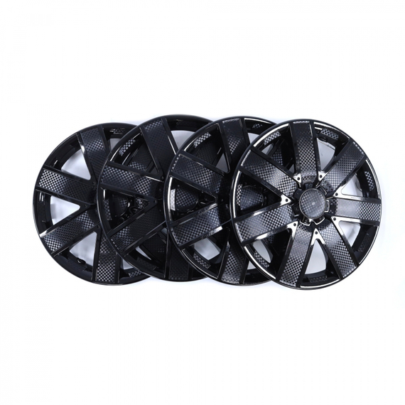 Колпак колеса R15 Галакси черный глянец (пруж) кт 4 шт.(2+2) в коробке REDMARK